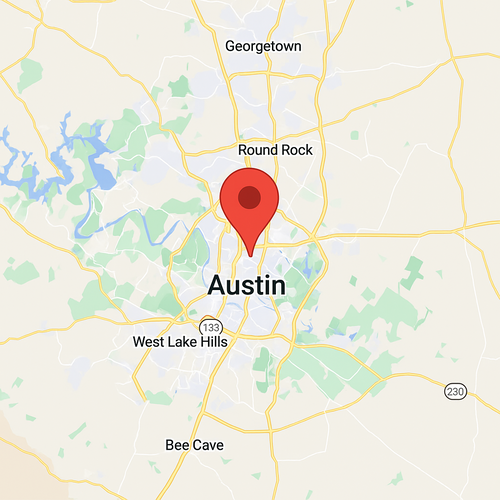 austin, tx on a map