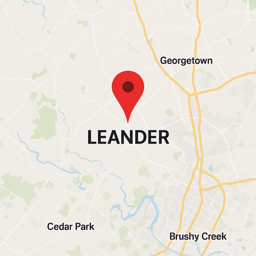 leander, tx on a map