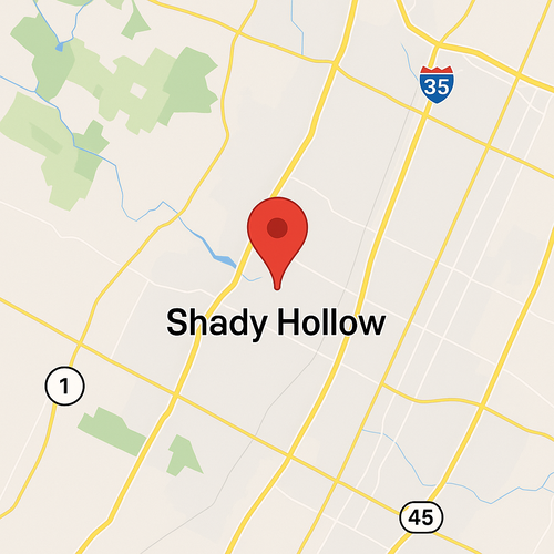 shady hollow, tx on a map